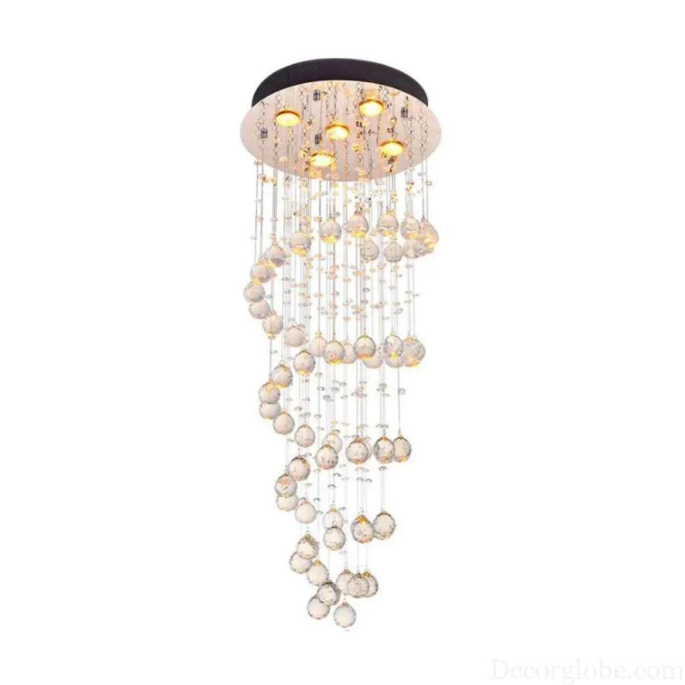 Haisley Modern Crystal Chandelier - Flush Mount Ceiling Light with 5 Lights - DecorGlobe