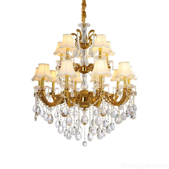 Hazel European Retro Crystal Copper Chandelier for Villa Chandelier