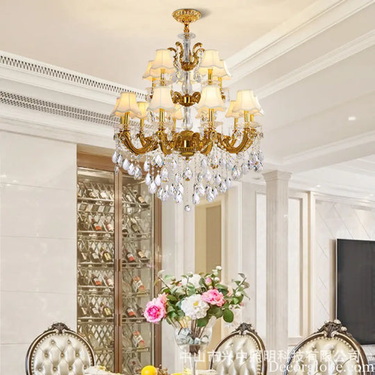 Hazel European Retro Crystal Copper Chandelier for Villa Chandelier