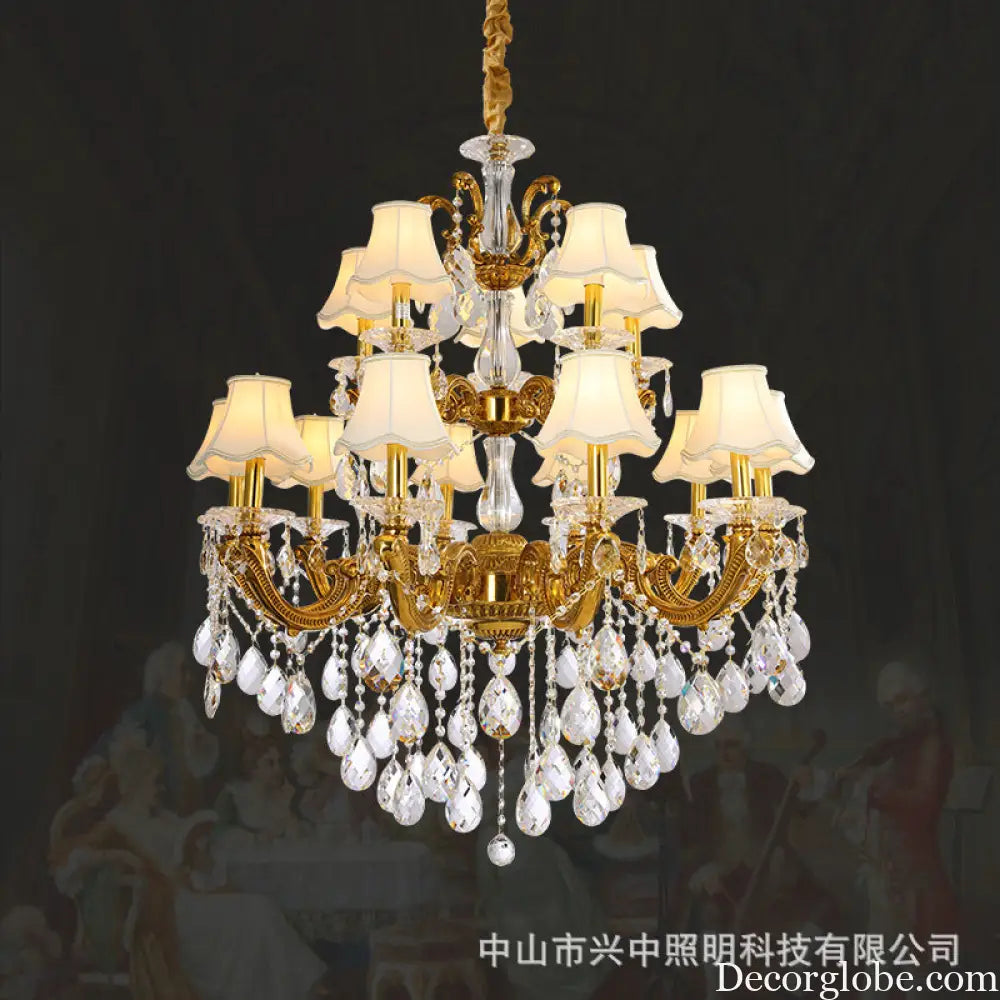 Hazel European Retro Crystal Copper Chandelier for Villa Chandelier