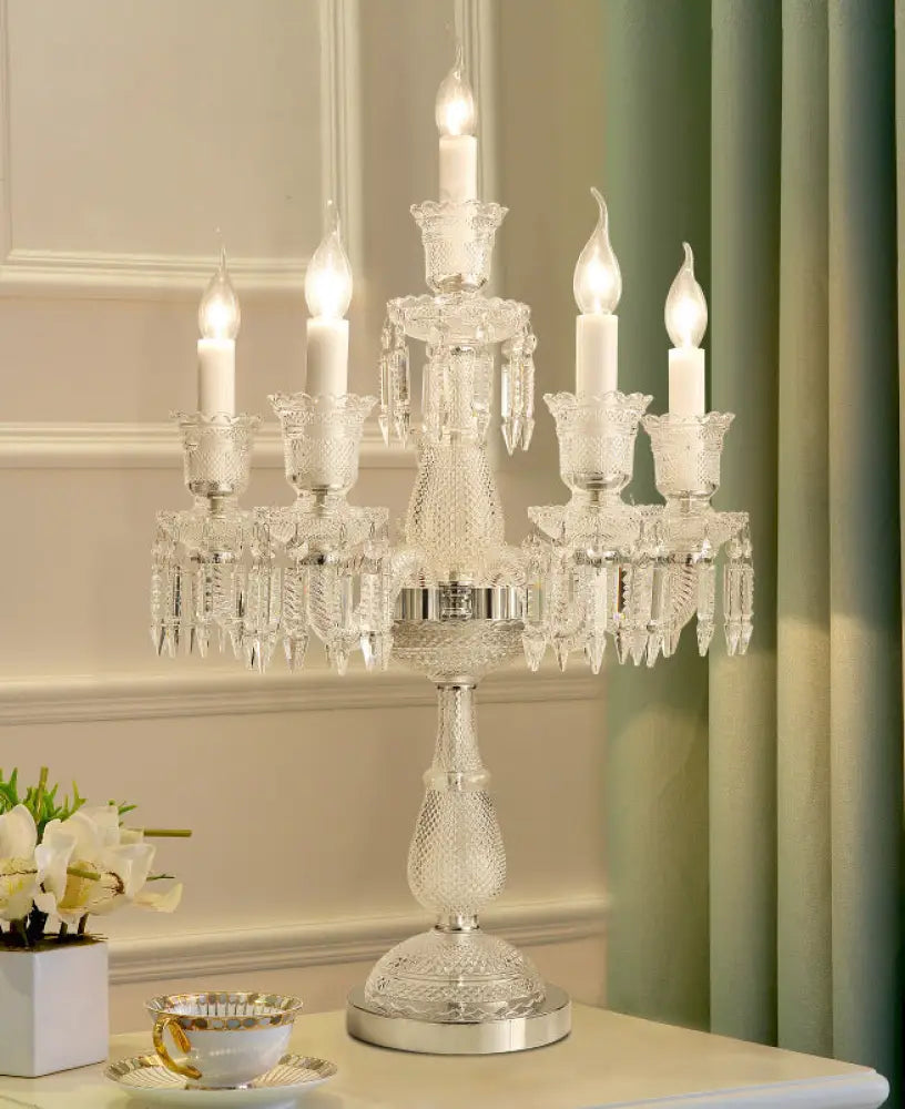 Light Luxury Romantic and Warm Living Room Hotel Restaurant Wedding Crystal Table Lamp European Style Villa Dimmable