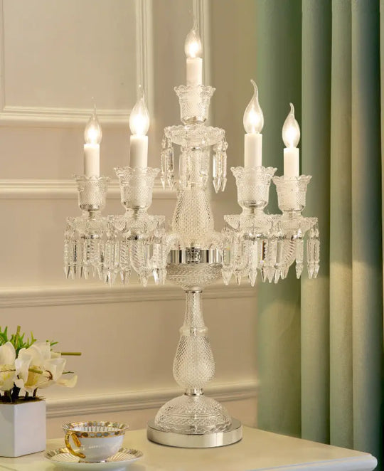 Light Luxury Romantic and Warm Living Room Hotel Restaurant Wedding Crystal Table Lamp European Style Villa Dimmable
