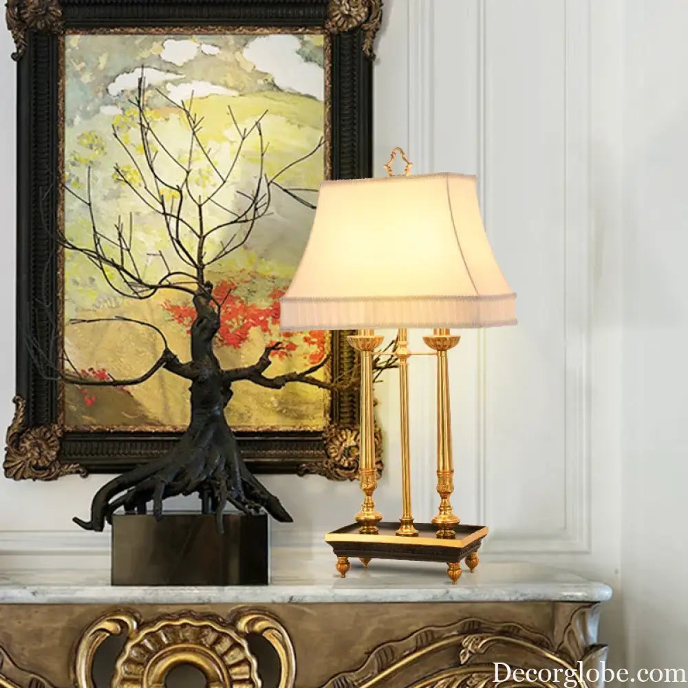 European Luxury Copper Desk Lamp for Bedroom Living Room and Study - 1 lamp D40 H79cm-yel / other - Table Lamp