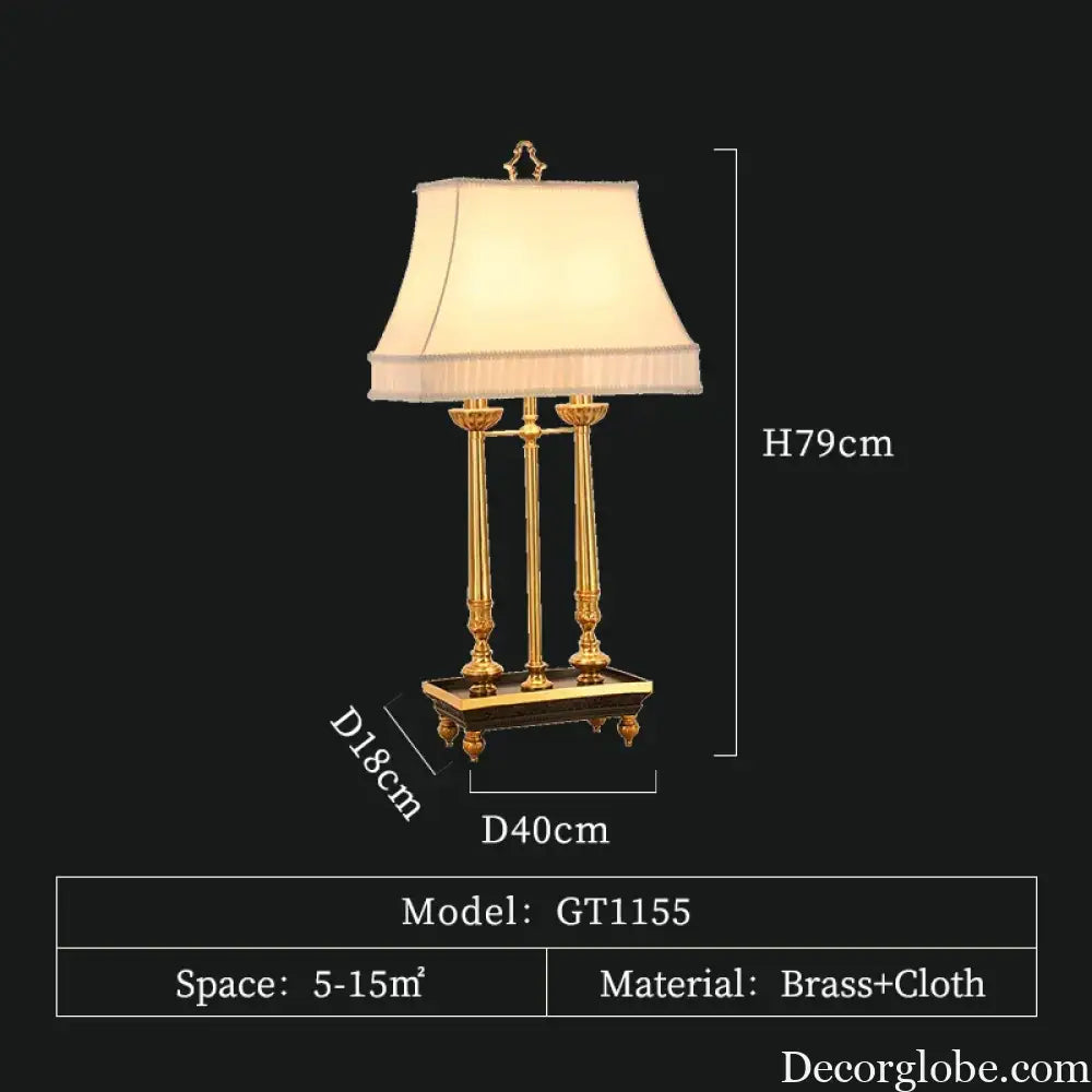 European Luxury Copper Desk Lamp for Bedroom Living Room and Study - 1 lamp D40 H79cm-yel / other - Table Lamp