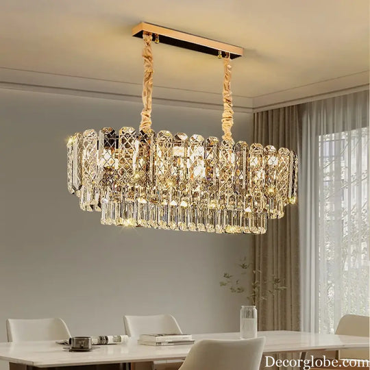 High-End Crystal Ceiling Lamp - Latest Light Luxury Design for Dining Rooms, an Exquisite Main Lamp Chandelier - DecorGlobe