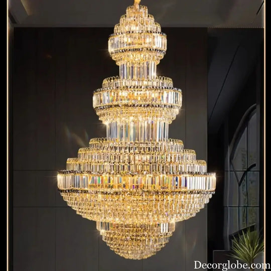 Luxury Hollow Crystal Pendant Chandelier for Villa and Hotel Lobby Chandelier