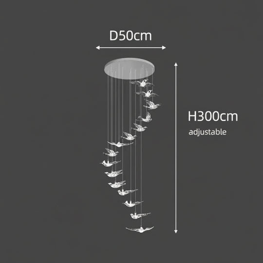 Acrylic Bird LED Pendant Lamp Pigeon Staircase Chandelier Hall Ceiling Hanging Lights Indoor Stair Artistic Decoration