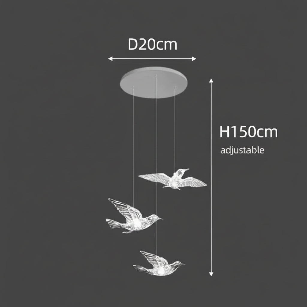 Acrylic Bird LED Pendant Lamp Pigeon Staircase Chandelier Hall Ceiling Hanging Lights Indoor Stair Artistic Decoration