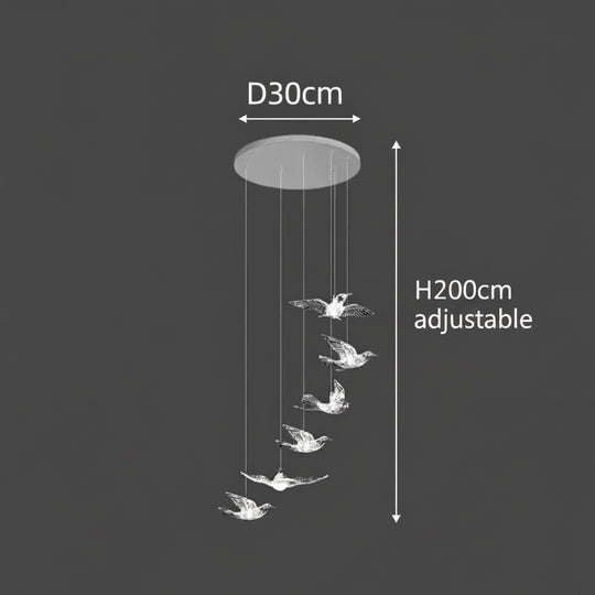 Acrylic Bird LED Pendant Lamp Pigeon Staircase Chandelier Hall Ceiling Hanging Lights Indoor Stair Artistic Decoration