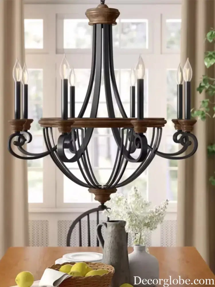 American rural retro wood art living room decorative chandelier home creative candle study stairs hotel chandelier