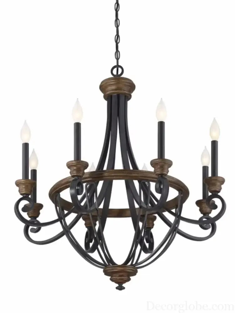 American rural retro wood art living room decorative chandelier home creative candle study stairs hotel chandelier