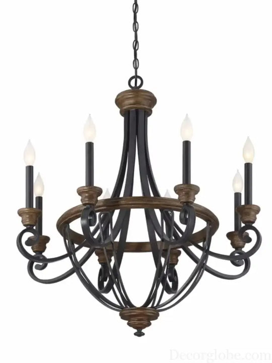 American rural retro wood art living room decorative chandelier home creative candle study stairs hotel chandelier