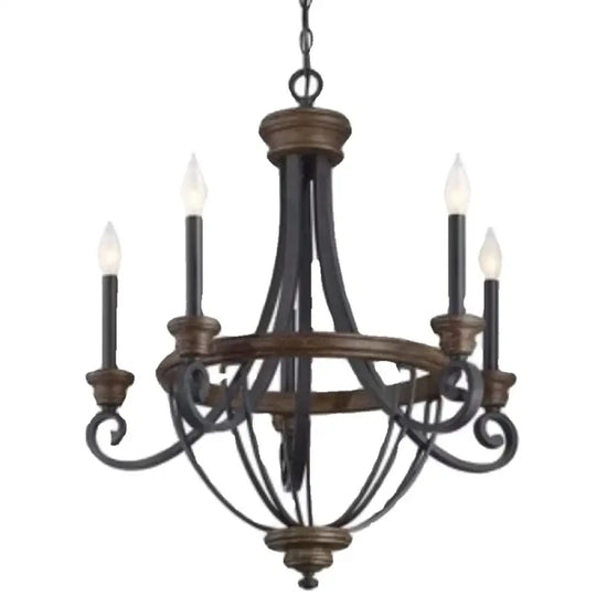 American rural retro wood art living room decorative chandelier home creative candle study stairs hotel chandelier - 5