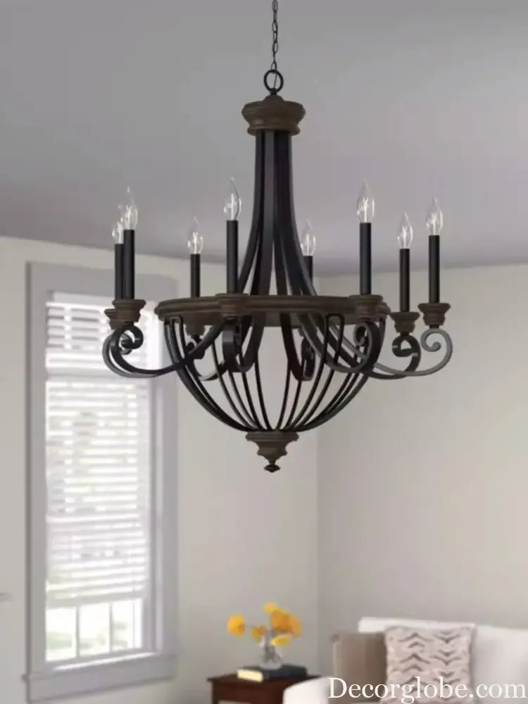 American rural retro wood art living room decorative chandelier home creative candle study stairs hotel chandelier