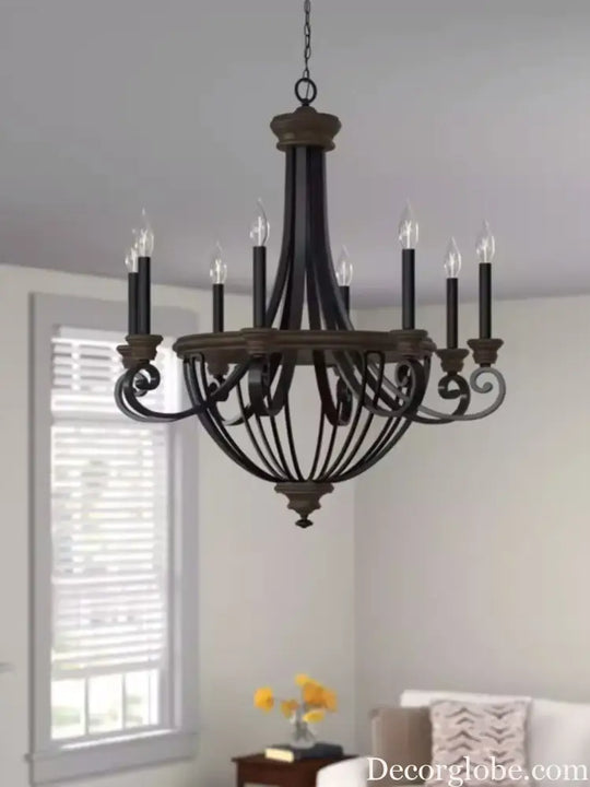 American rural retro wood art living room decorative chandelier home creative candle study stairs hotel chandelier
