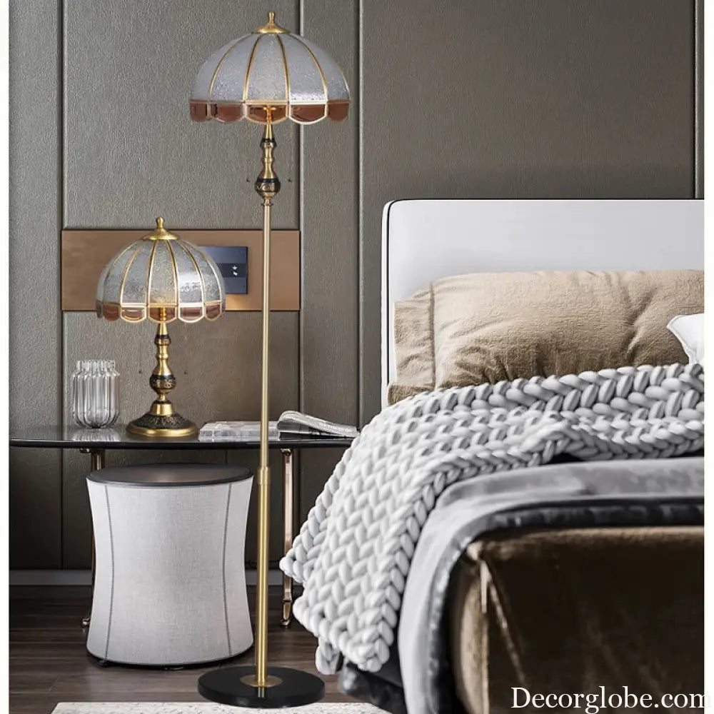 Camille European Copper LED Floor Lamp Retro Standing Light - Floor lamp
