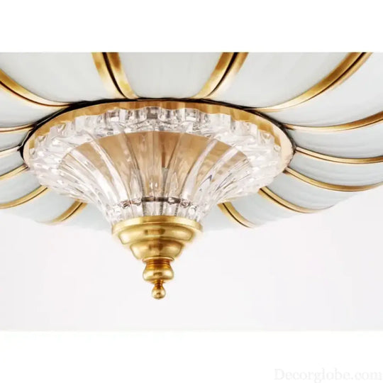 Nordic Copper Glass Circular Ceiling Light For Aisle Restaurant Bar Living Room Bedroom Household LED Lighting Fixtures