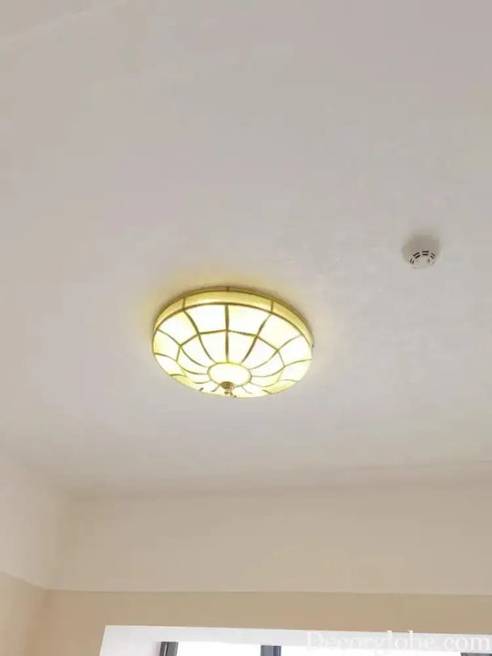 Nordic Copper Glass Circular Ceiling Light For Aisle Restaurant Bar Living Room Bedroom Household LED Lighting Fixtures