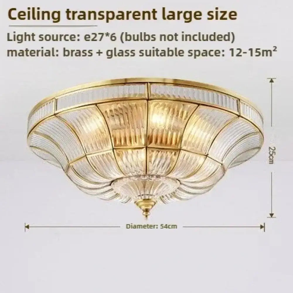 Nordic Copper Glass Circular Ceiling Light For Aisle Restaurant Bar Living Room Bedroom Household LED Lighting Fixtures