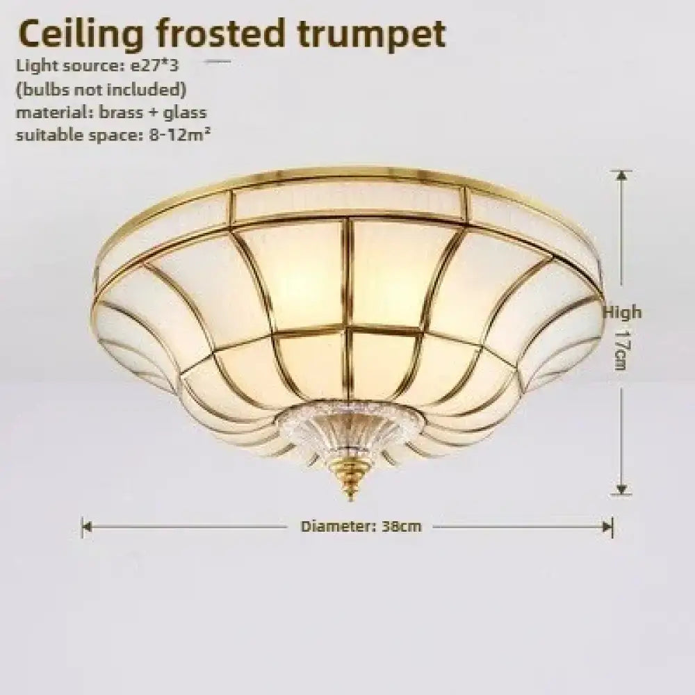 Nordic Copper Glass Circular Ceiling Light For Aisle Restaurant Bar Living Room Bedroom Household LED Lighting Fixtures