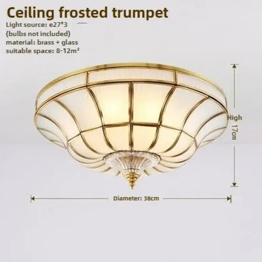 Nordic Copper Glass Circular Ceiling Light For Aisle Restaurant Bar Living Room Bedroom Household LED Lighting Fixtures