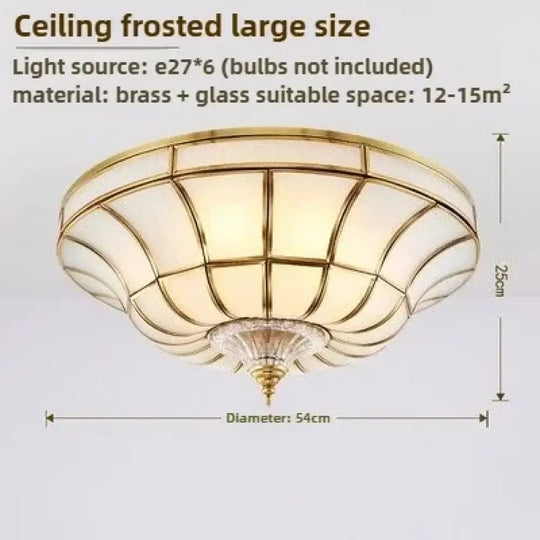 Nordic Copper Glass Circular Ceiling Light For Aisle Restaurant Bar Living Room Bedroom Household LED Lighting Fixtures