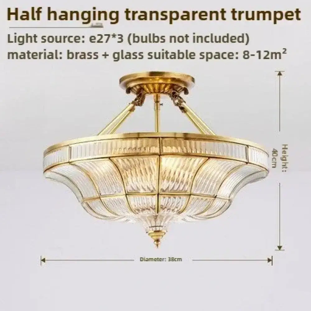 Nordic Copper Glass Circular Ceiling Light For Aisle Restaurant Bar Living Room Bedroom Household LED Lighting Fixtures