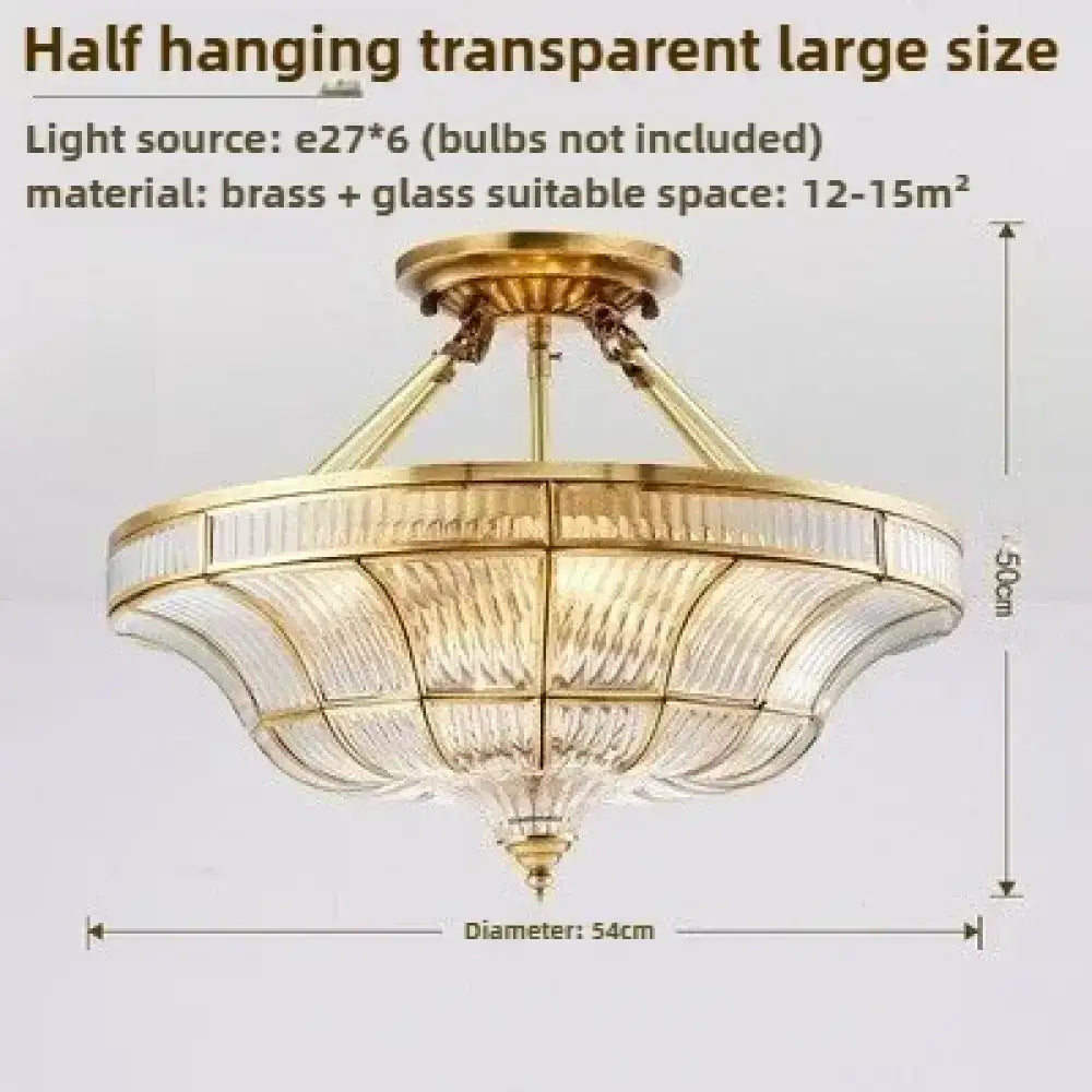 Nordic Copper Glass Circular Ceiling Light For Aisle Restaurant Bar Living Room Bedroom Household LED Lighting Fixtures