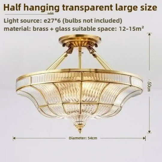 Nordic Copper Glass Circular Ceiling Light For Aisle Restaurant Bar Living Room Bedroom Household LED Lighting Fixtures