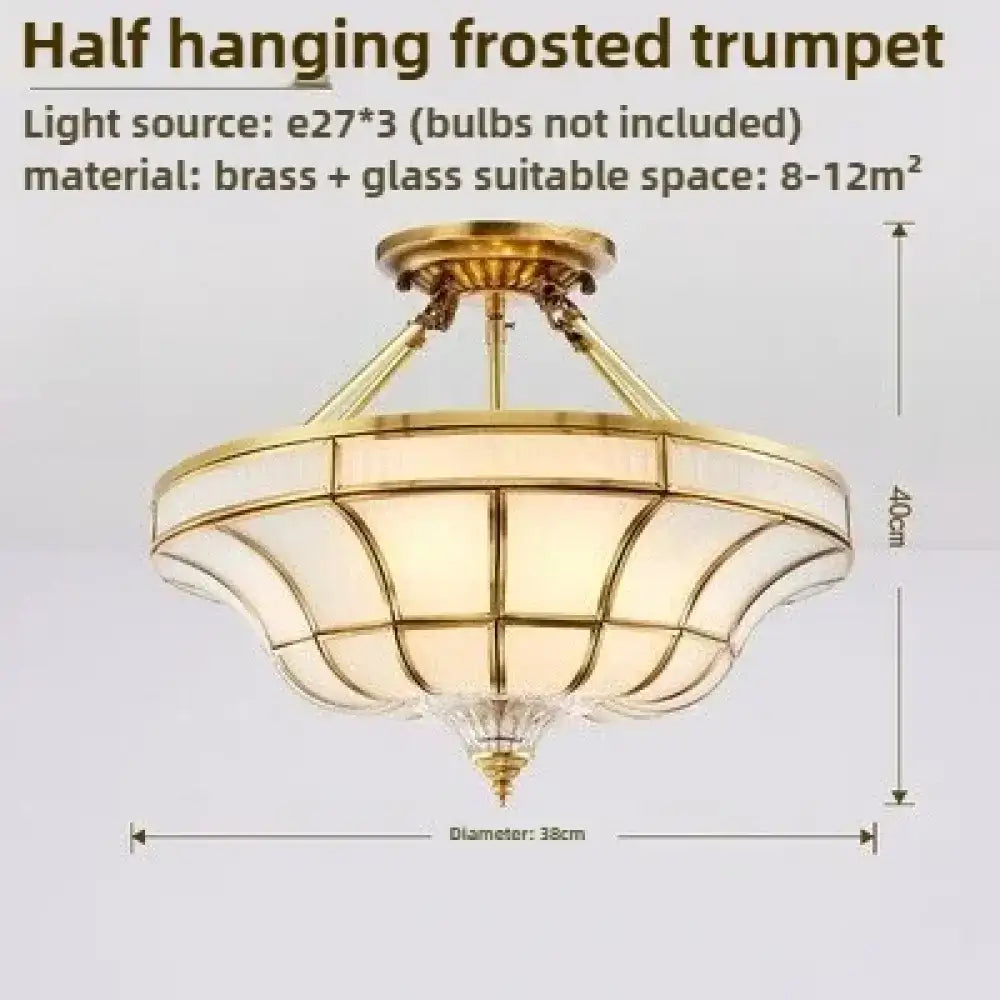 Nordic Copper Glass Circular Ceiling Light For Aisle Restaurant Bar Living Room Bedroom Household LED Lighting Fixtures
