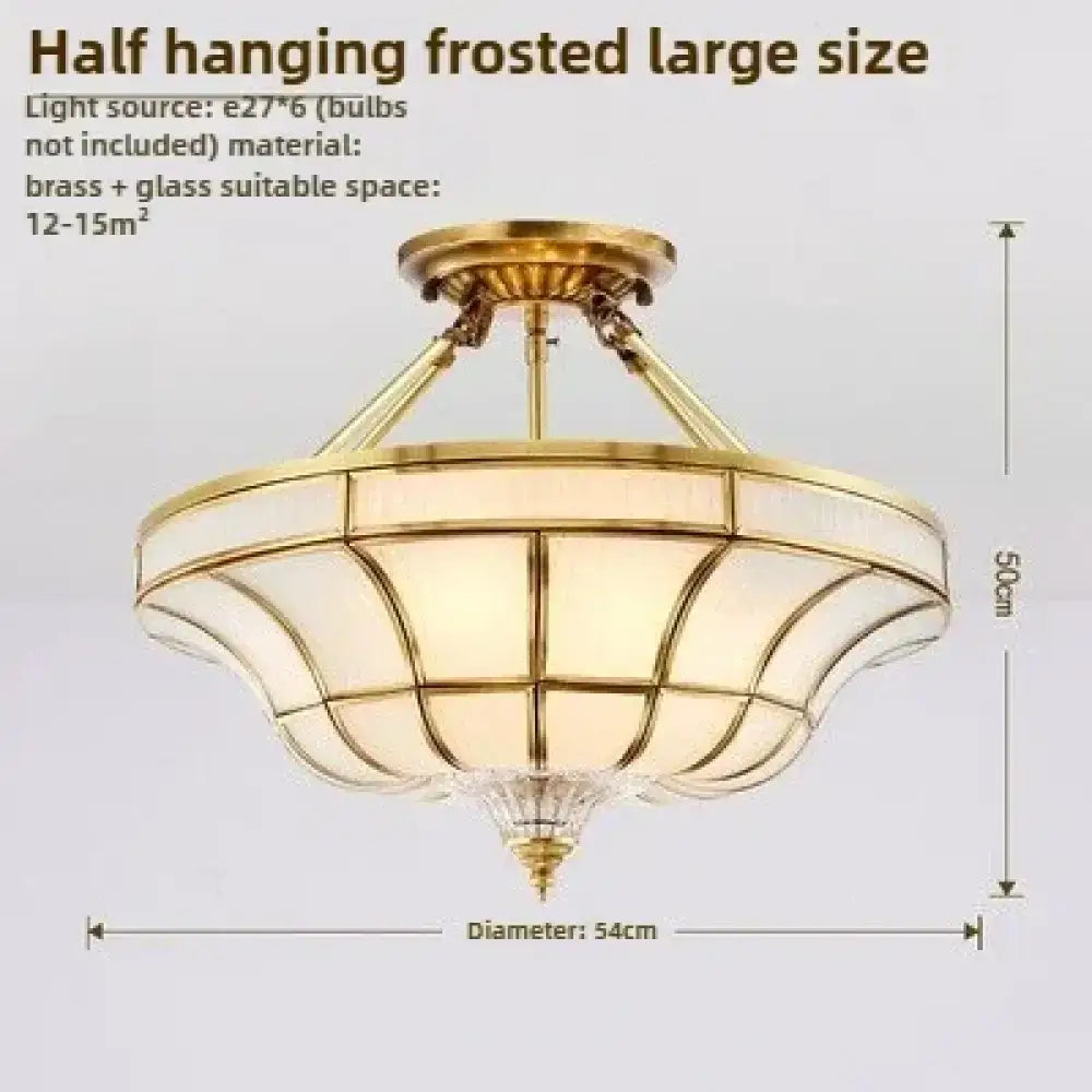 Nordic Copper Glass Circular Ceiling Light For Aisle Restaurant Bar Living Room Bedroom Household LED Lighting Fixtures