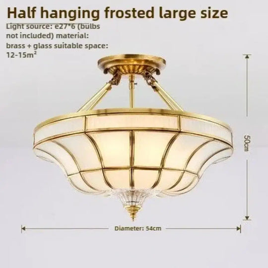 Nordic Copper Glass Circular Ceiling Light For Aisle Restaurant Bar Living Room Bedroom Household LED Lighting Fixtures