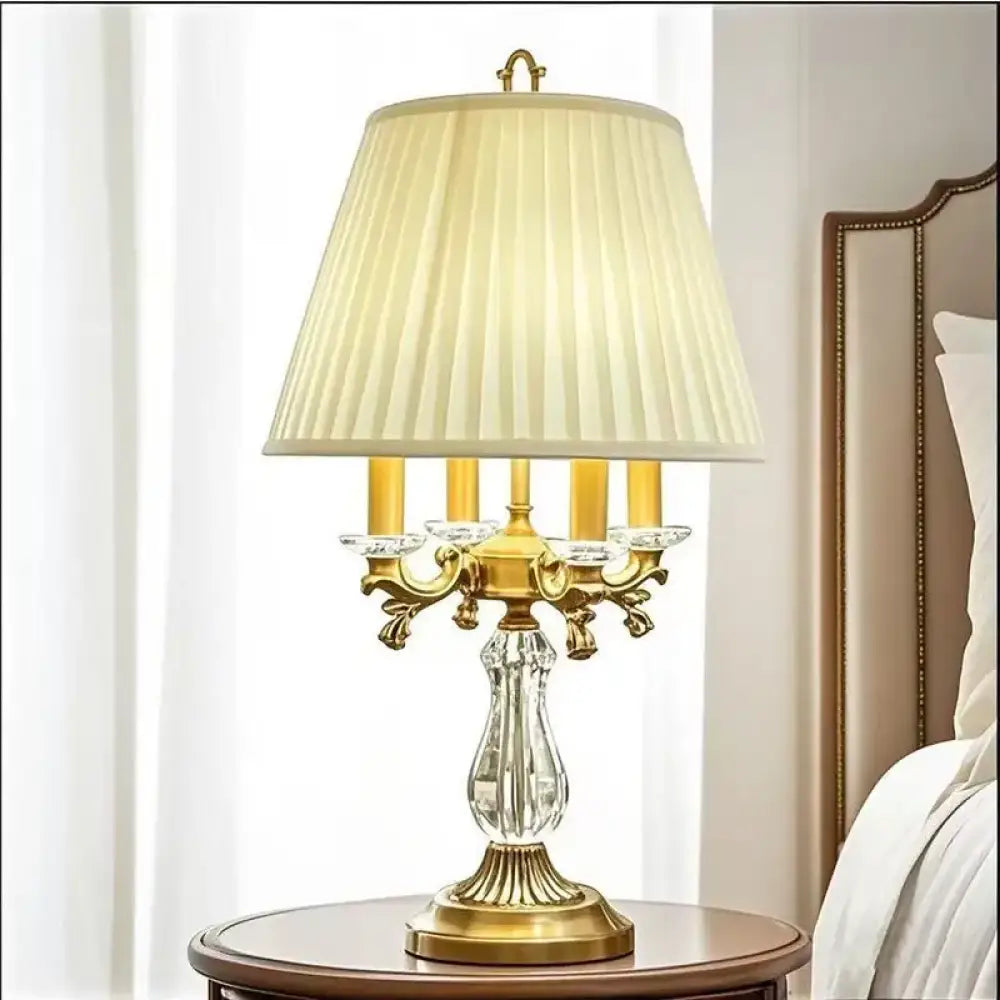 European Crystal Table Lamp with Art Deco Design for Bedroom Decor
