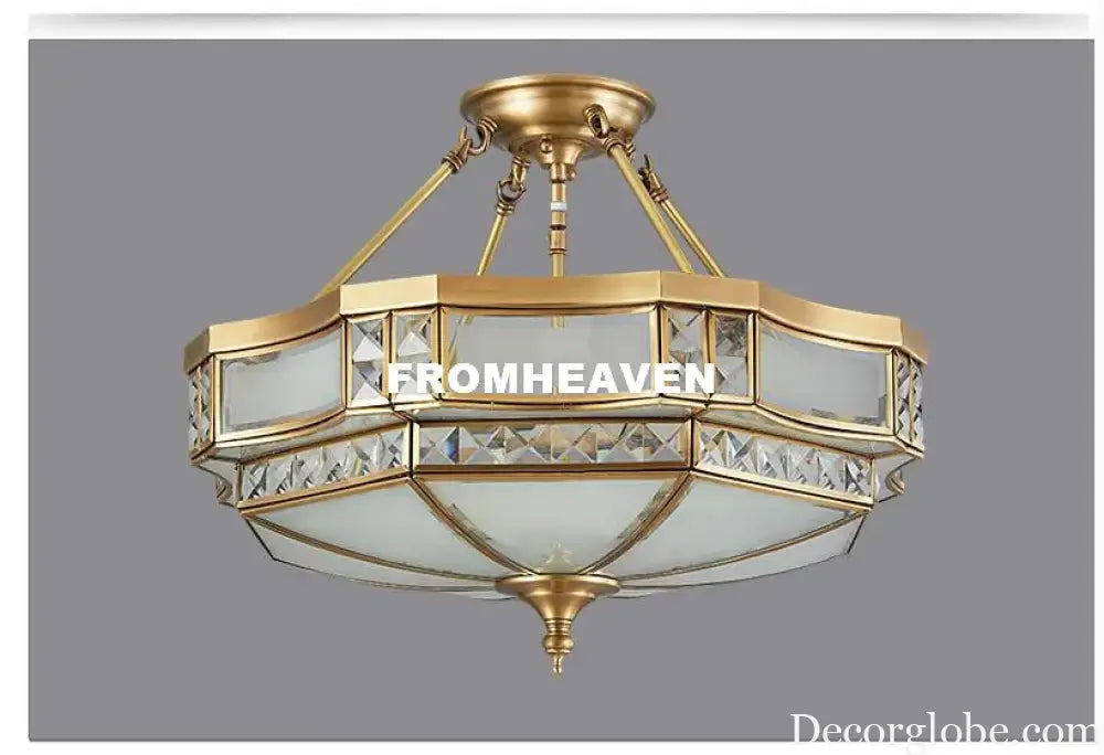 European Bronze Semi-Ceiling Style Aisle Bedroom Study Balcony Ceiling Lamp Simple Circle Bronze Ceiling Lighting