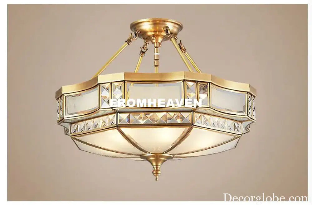 European Bronze Semi-Ceiling Style Aisle Bedroom Study Balcony Ceiling Lamp Simple Circle Bronze Ceiling Lighting