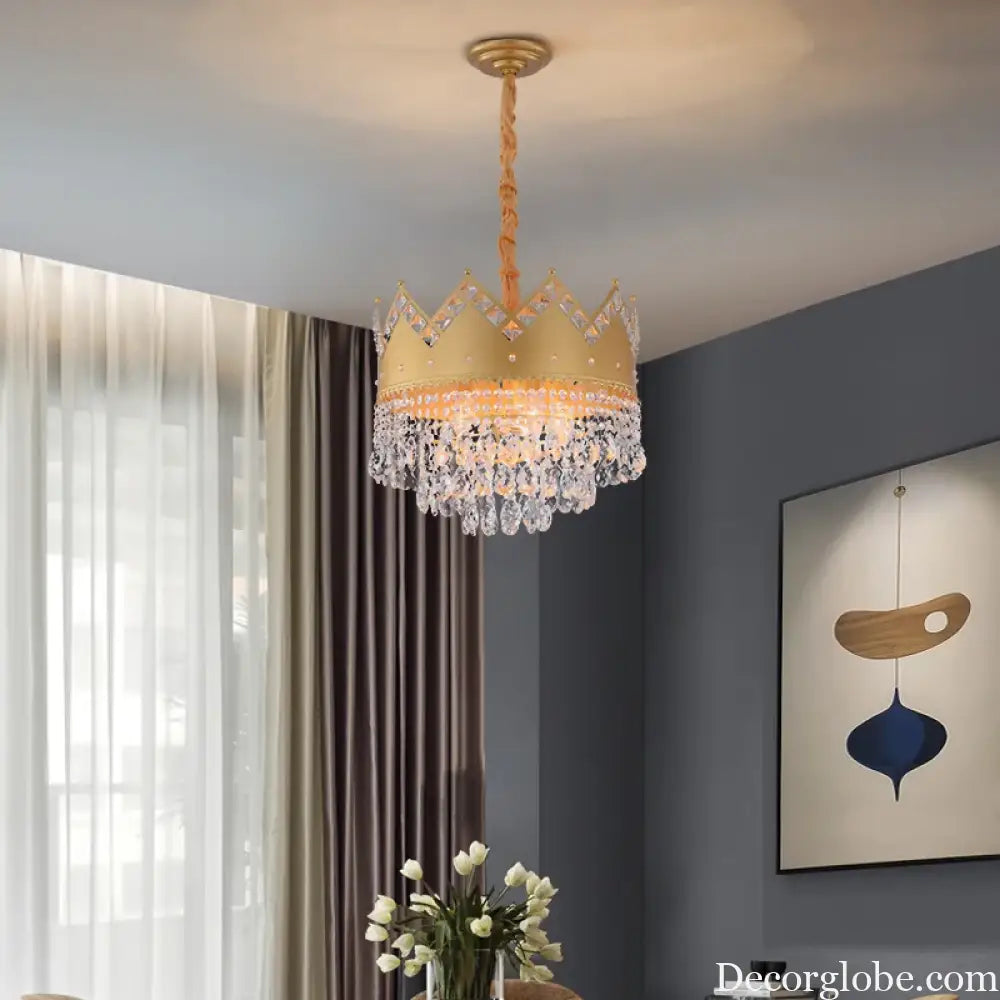 Elegant French Pastoral Golden Crystal Chandelier - Perfect for Living Rooms, Dining Rooms, Bedrooms, and Entrances - DecorGlobe