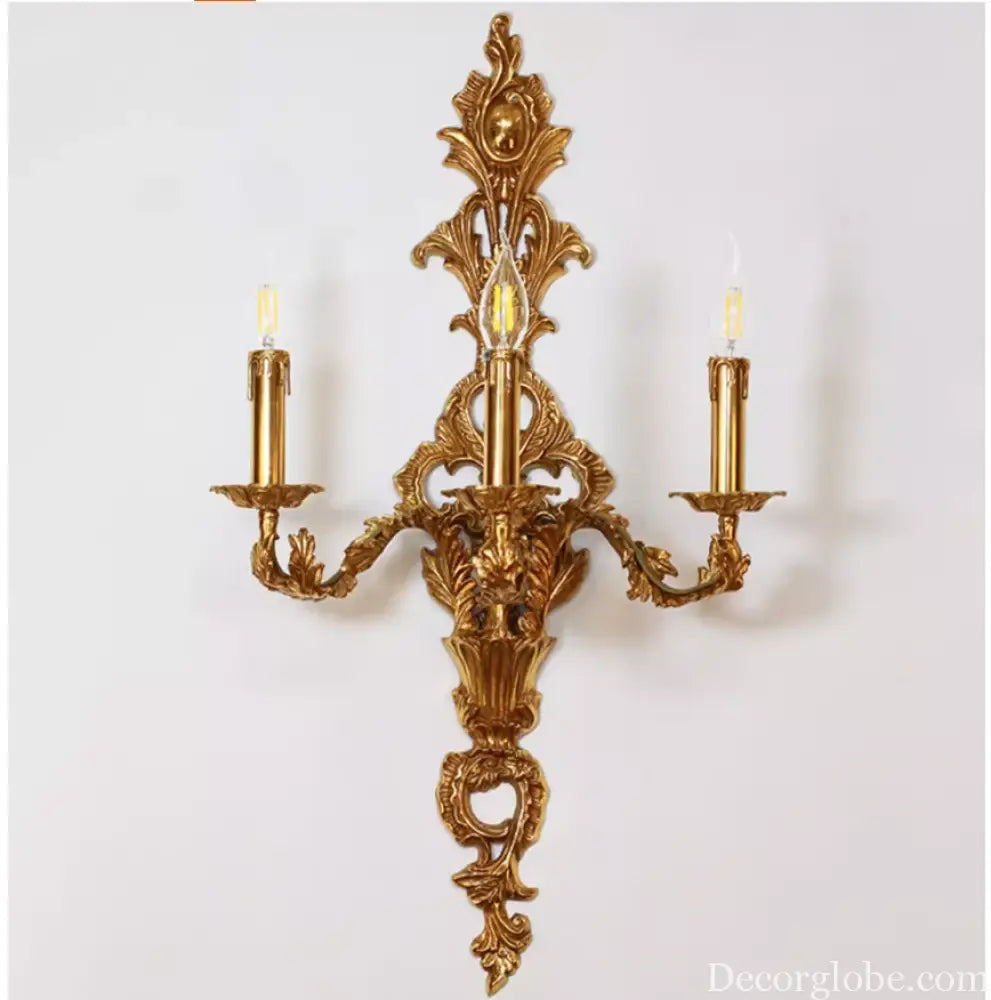 French Copper Wall Sconces W43cm H75cm Candle 3L Wall Lamp Bedroom bedside Lighting French Villa Luxury Classics Brass