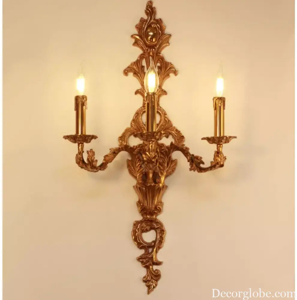 French Copper Wall Sconces W43cm H75cm Candle 3L Wall Lamp Bedroom bedside Lighting French Villa Luxury Classics Brass