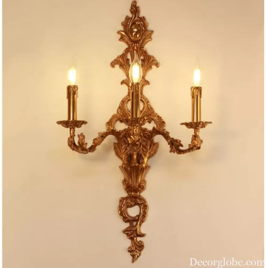French Copper Wall Sconces W43cm H75cm Candle 3L Wall Lamp Bedroom bedside Lighting French Villa Luxury Classics Brass