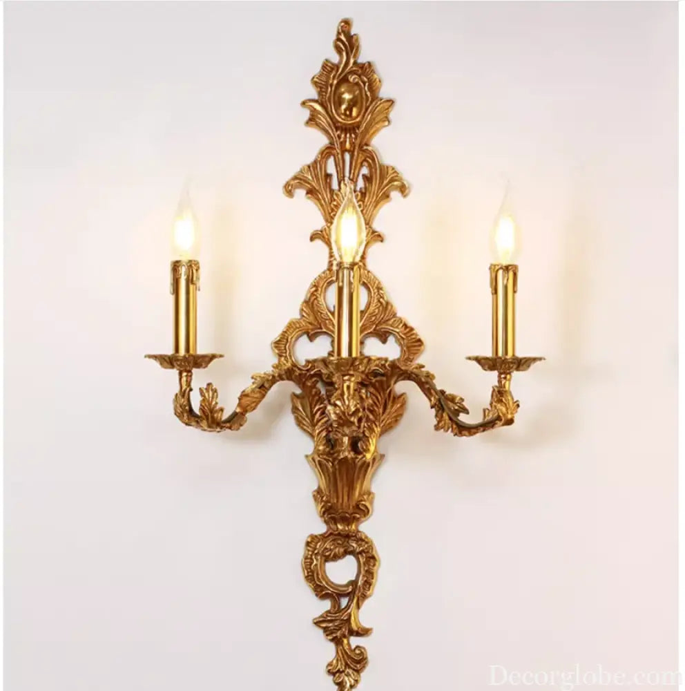 French Copper Wall Sconces W43cm H75cm Candle 3L Wall Lamp Bedroom bedside Lighting French Villa Luxury Classics Brass