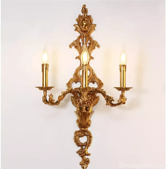 French Copper Wall Sconces W43cm H75cm Candle 3L Wall Lamp Bedroom bedside Lighting French Villa Luxury Classics Brass