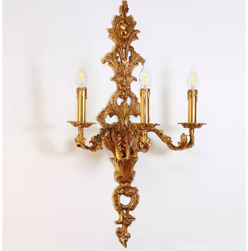 French Copper Wall Sconces W43cm H75cm Candle 3L Wall Lamp Bedroom bedside Lighting French Villa Luxury Classics Brass