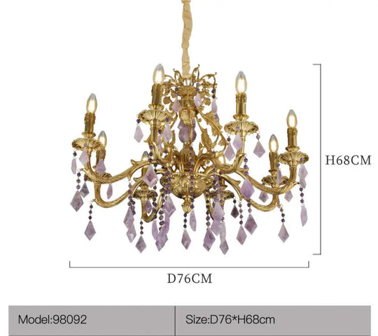 European Luxury Crystal Suspended Chandelier D76 H68cm