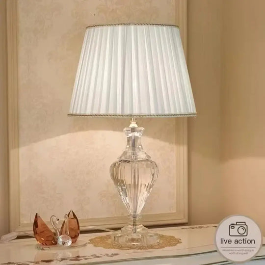 Luxury Crystal Table Lamp for Bedroom &amp; Bedside Decor - Light blue