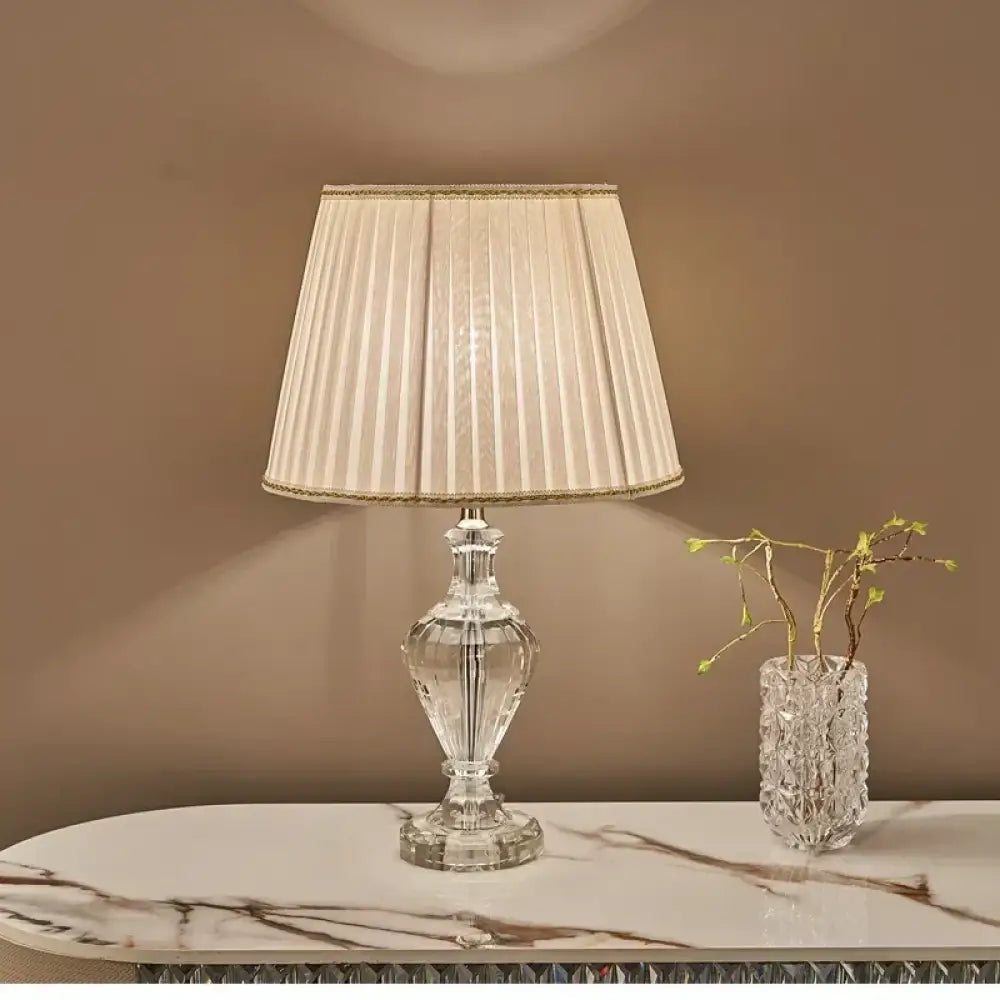 Luxury Crystal Table Lamp for Bedroom &amp; Bedside Decor - White