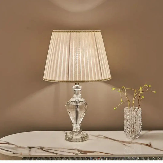 Luxury Crystal Table Lamp for Bedroom &amp; Bedside Decor - White