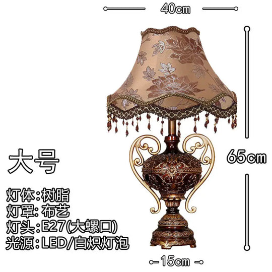 European Style Table Lamp Bedroom Bedside Lamp Vintage Light Luxury High-end Study Palace Luxury Living Room Decoration