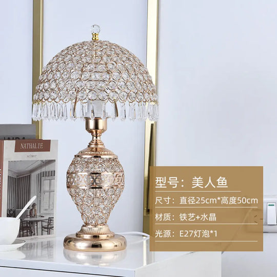 Light Luxury Crystal Table Lamp Bedroom Romantic European Style Hollow Warm Wedding Simple Modern Creative Wedding Room