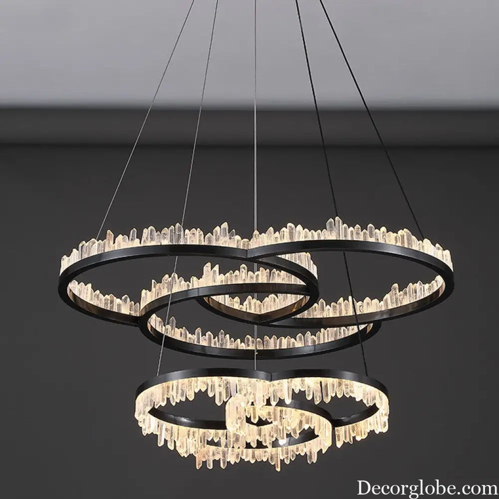 Isla Nordic Double Layer Crystal Circle Chandelier Chandelier