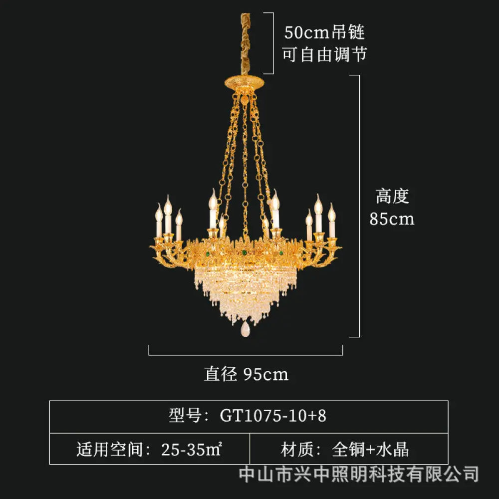 French style copper living room chandelier European style dining room bedroom candle lighting creative atmosphere Villa